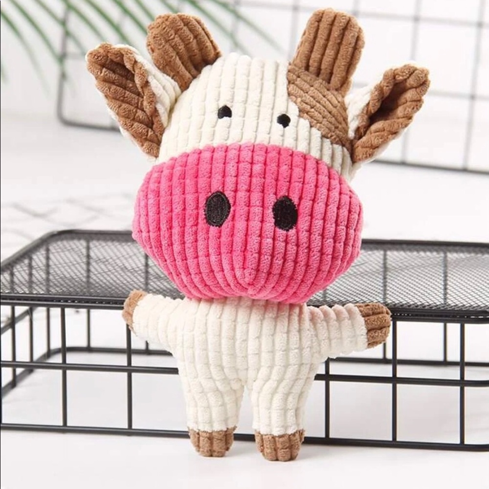 🐮HP🐶 Dog pet toy plush cow sound cute doll